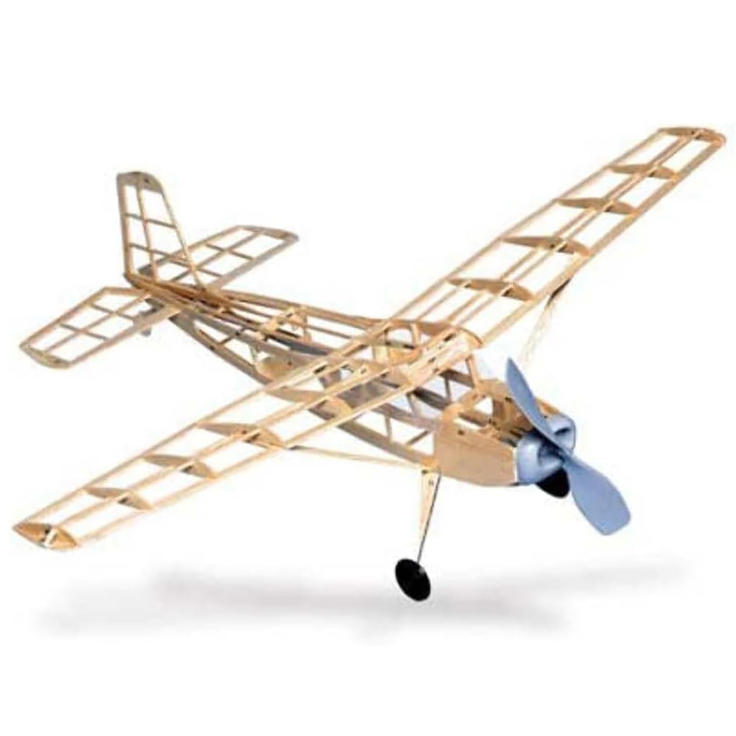Guillow's Cessna O-1E Bird Dog balsa wood model kit with blue propeller