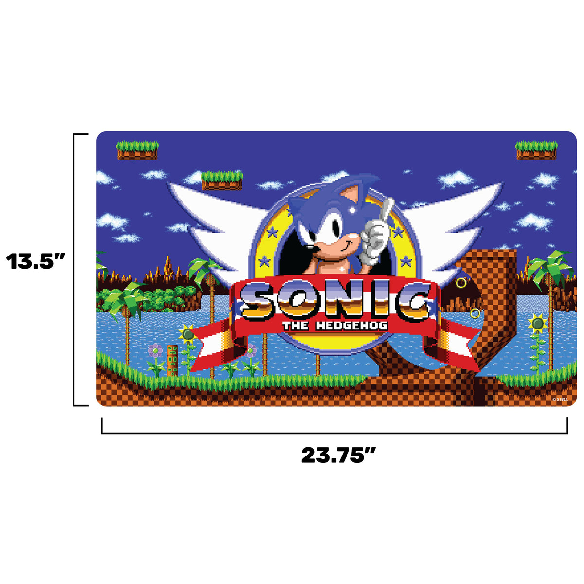 Sonic the Hedgehog Green Hills Zone playmat, 23.75x13.5 inch neoprene with non-slip backing