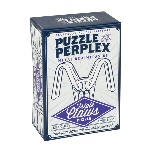 Professor Puzzle Triple Claws metal brain teaser puzzle, level 4 of 6 difficulty