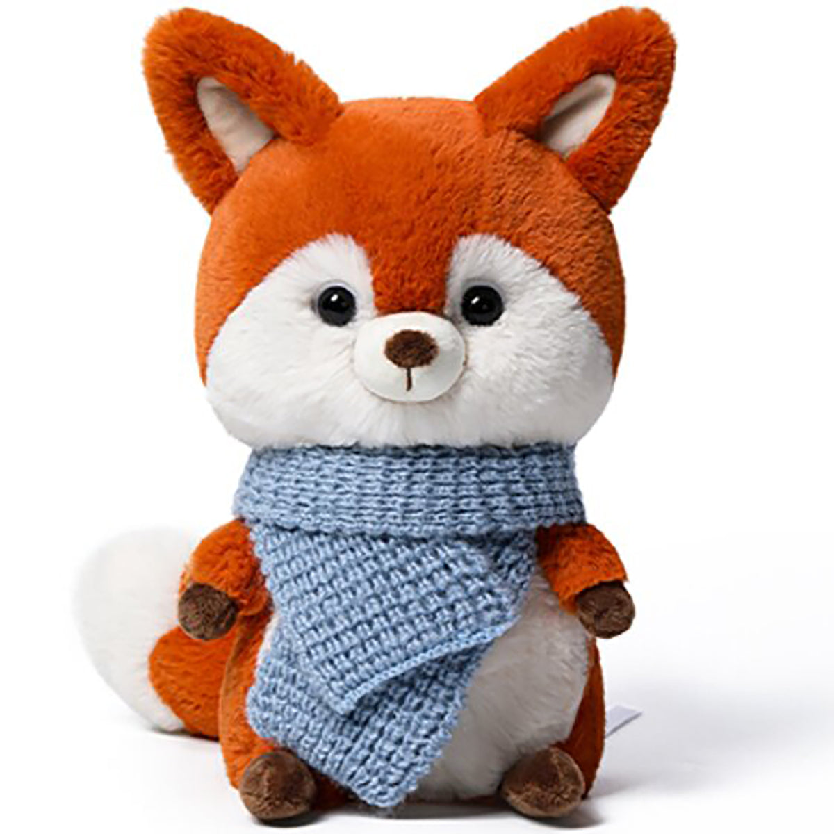 MCHugs Forest Series Mini Scarf Fox 9.8-inch plush toy with orange and white coloring, wearing a blue scarf