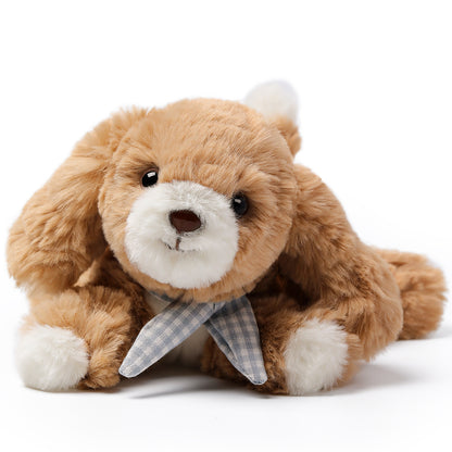 Cute Pet Series Cocker Spaniel 7" plush toy in tan and white with gray bow tie