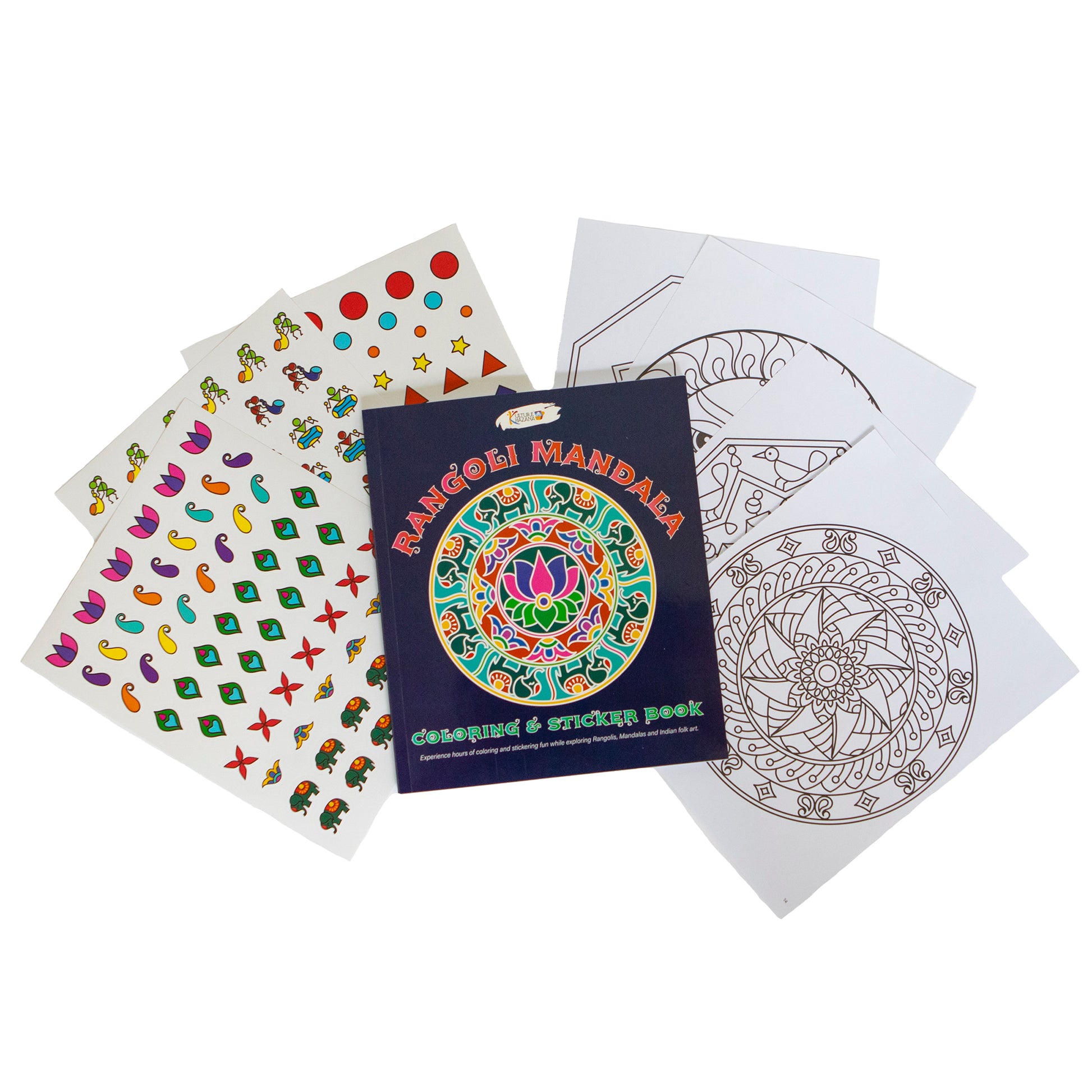 Rangoli Mandala Activity Bundle with coloring pages, sticker sheets, and mandala designs