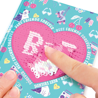 3C4G Besties Forever Stationery Set with pink sequin heart and turquoise cover