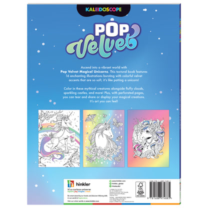 Kaleidoscope Pop Velvet Magical Unicorns coloring book with soft velvet accents