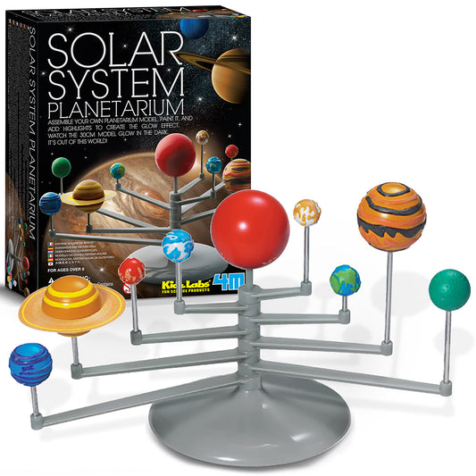 KidzLabs Solar System Planetarium model kit with colorful painted planets on orbital arms