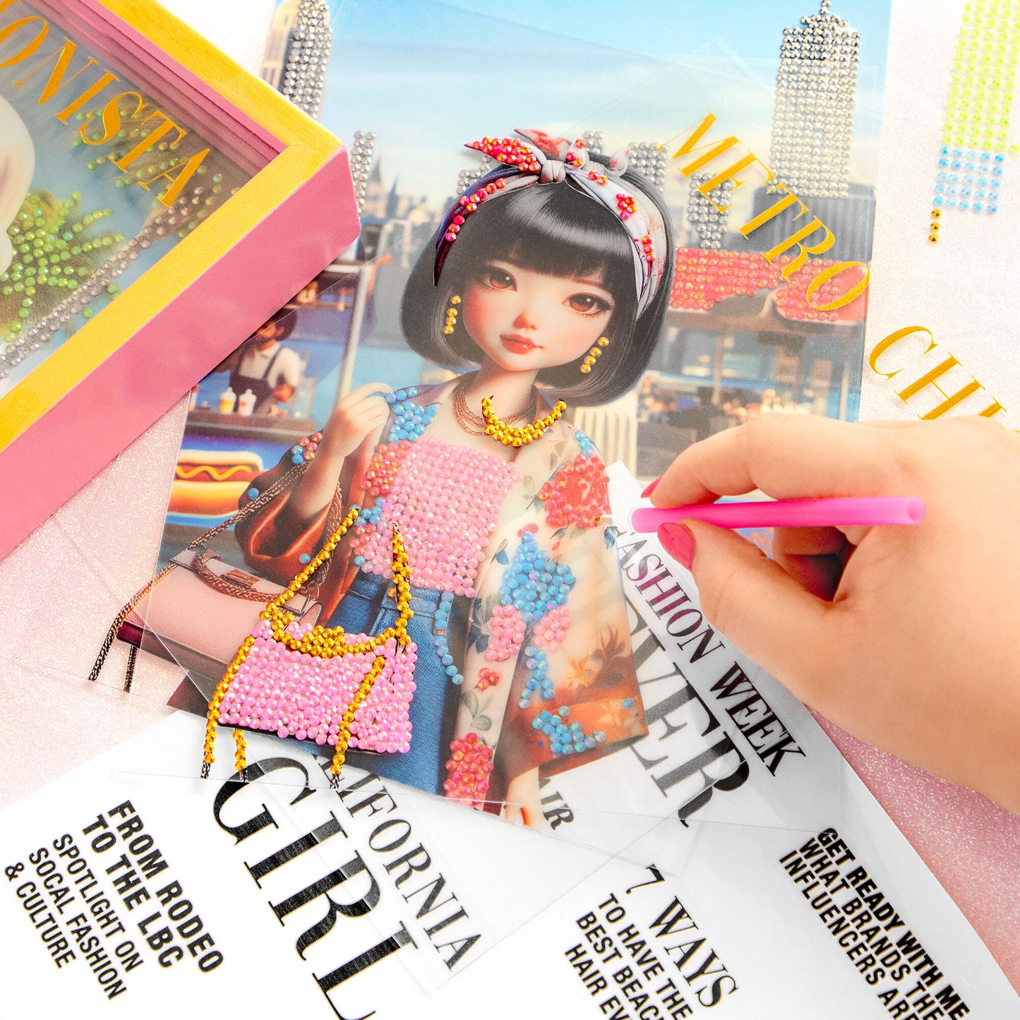 Shadbow Box Kit Luxe Life Cover Girls doll with pink beaded outfit and headband