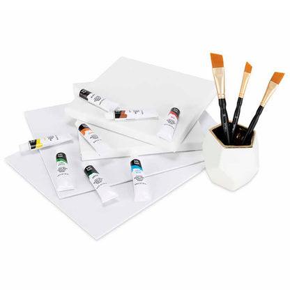 Professional Heavy Body Acrylics 12ct set with brushes, paint tubes, and canvas