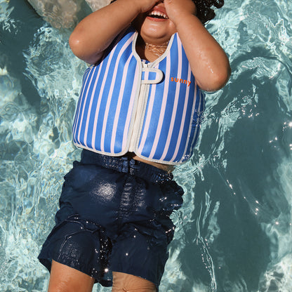 Blue striped Float Vest for toddlers ages 3-6 in water