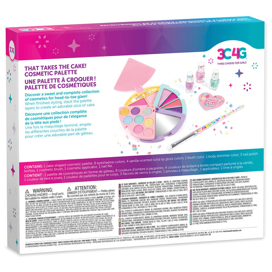 3C4G That Takes the Cake Cosmetic Palette with cake-shaped case, eyeshadows, and applicators