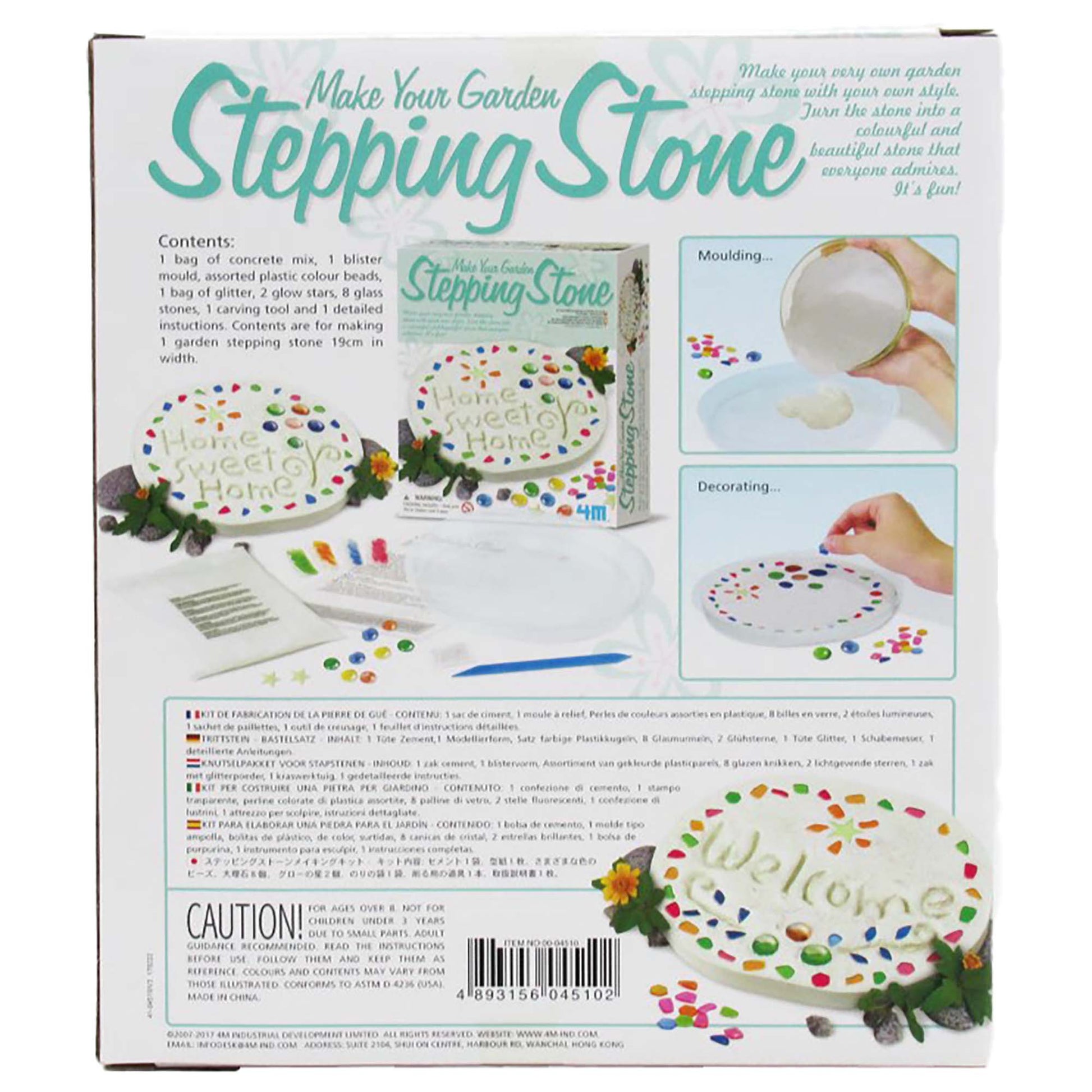 Make Your Garden Stepping Stone craft kit with colorful beads, concrete mix, and decorative mold