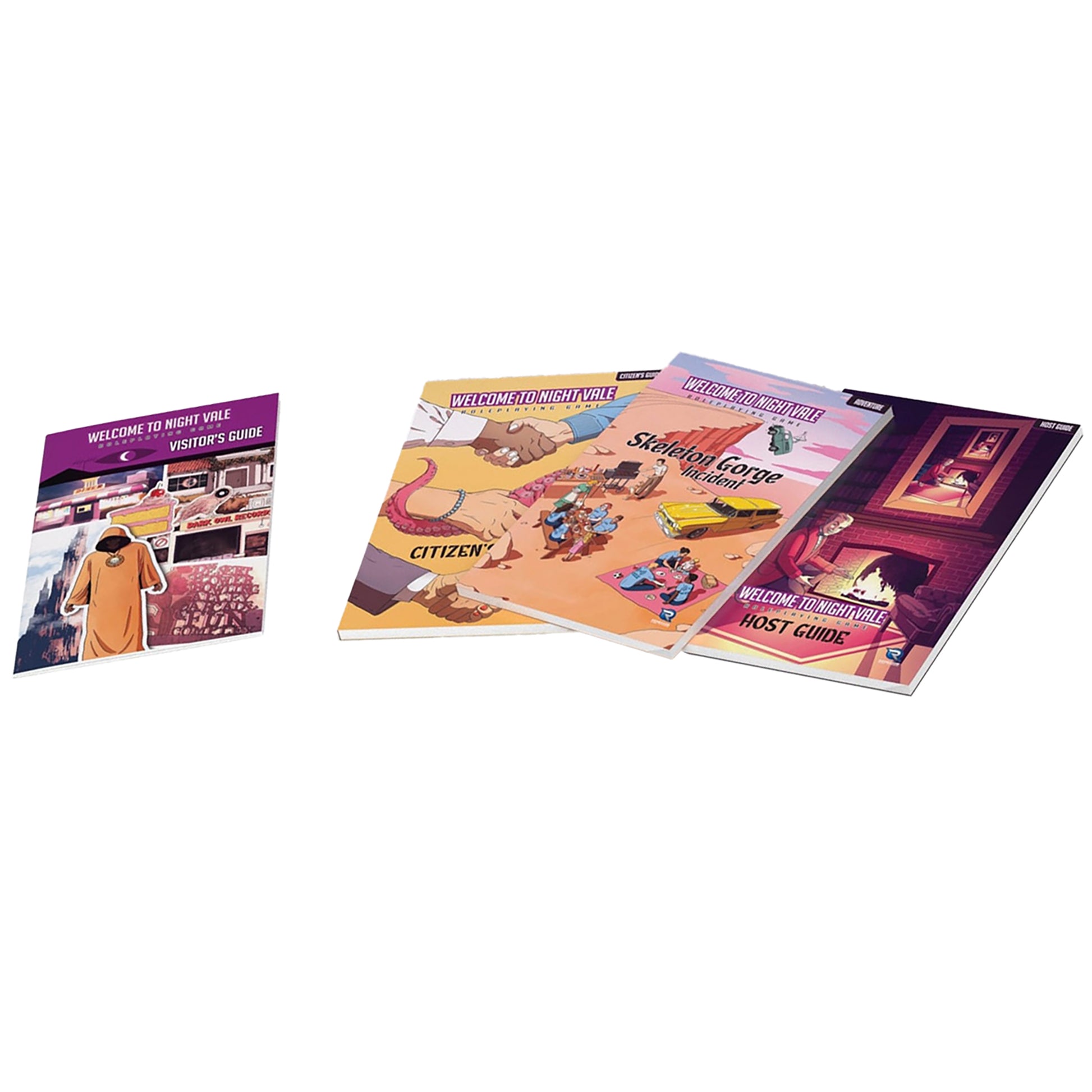 Welcome to Night Vale RPG Box Set with purple visitor's guide, game board, host guide, and accessories