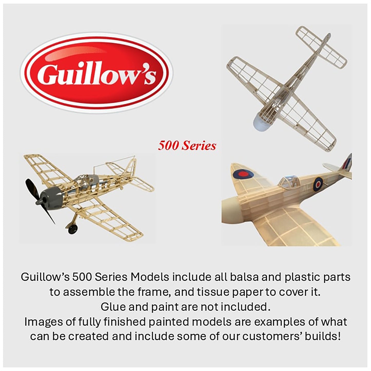 Guillow's 500 Series Messerschmitt BF-109 balsa wood flying model kit