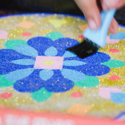 Make Your Own Rangoli Mandala Sand Art Kit with colorful glitter sand and brush applicator