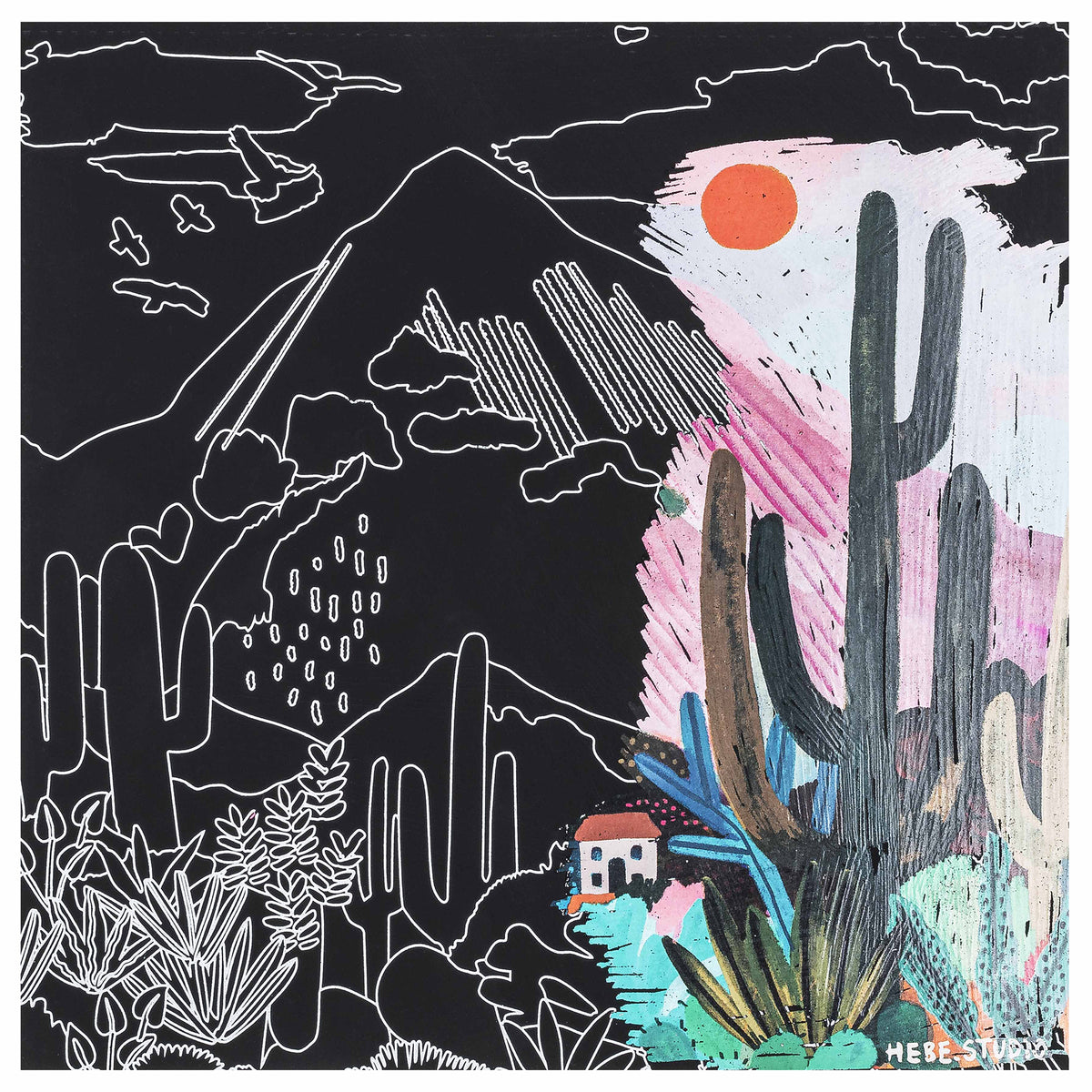 Scratch Art Paper Pad: Joyful Landscapes with colorful desert and mountain designs