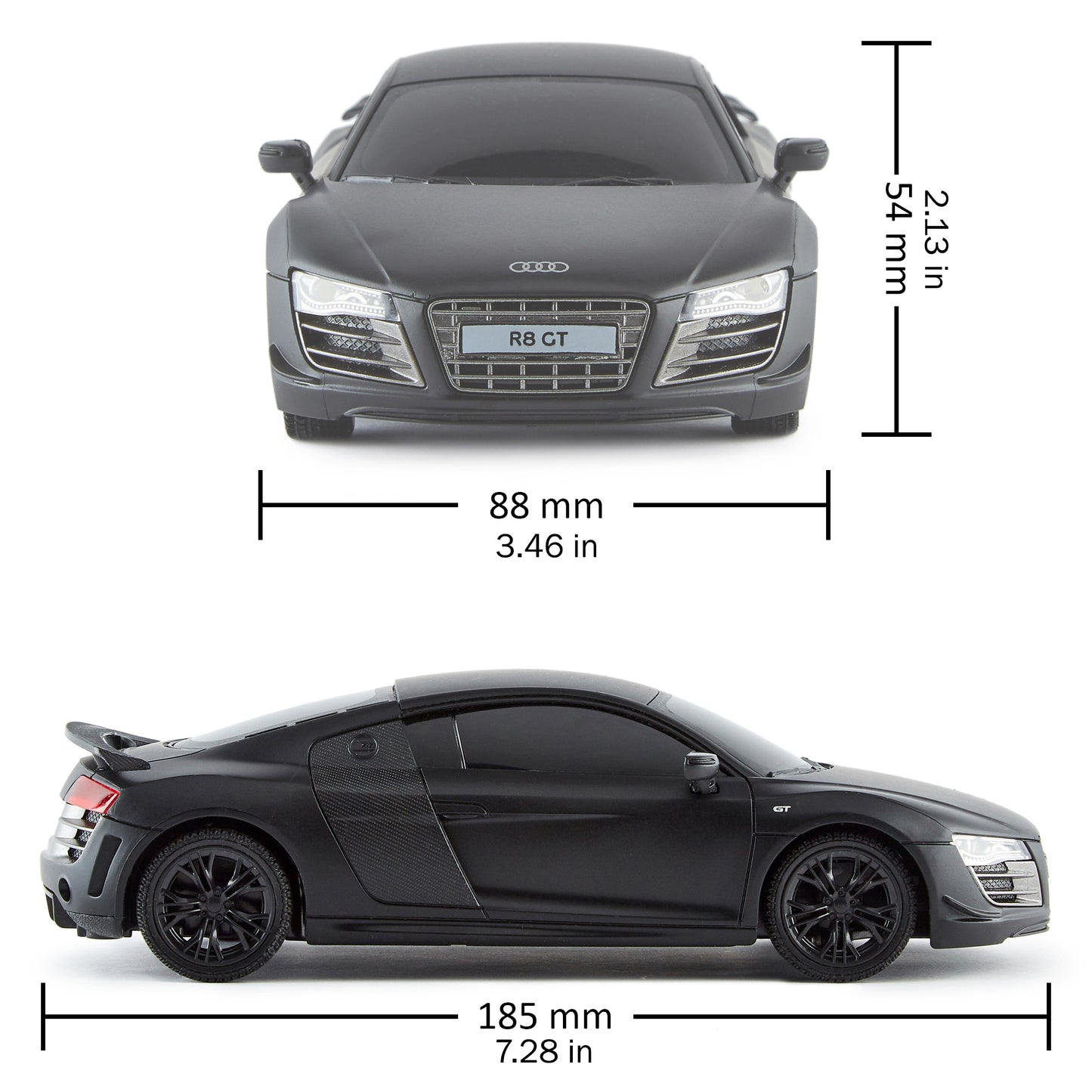 CMJ RC Cars Audi R8 GT - Black - 1:24 Scale Remote Control Car with LED Headlights and 2.4GHz Racing Frequency