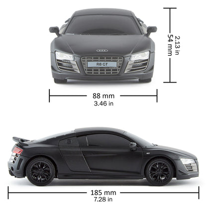 CMJ RC Cars Audi R8 GT - Black - 1:24 Scale Remote Control Car with LED Headlights and 2.4GHz Racing Frequency