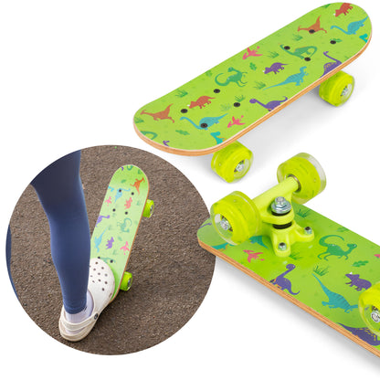 Ozbozz 17" Dinosaur Skateboard - Flashing Wheels & Anti-Slip Grip