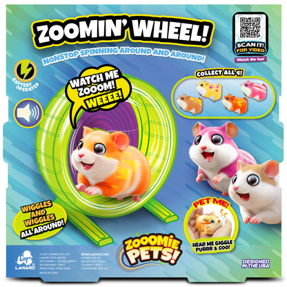Zooomie Pets Zoomin' Wheel spinning toy with colorful hamster characters