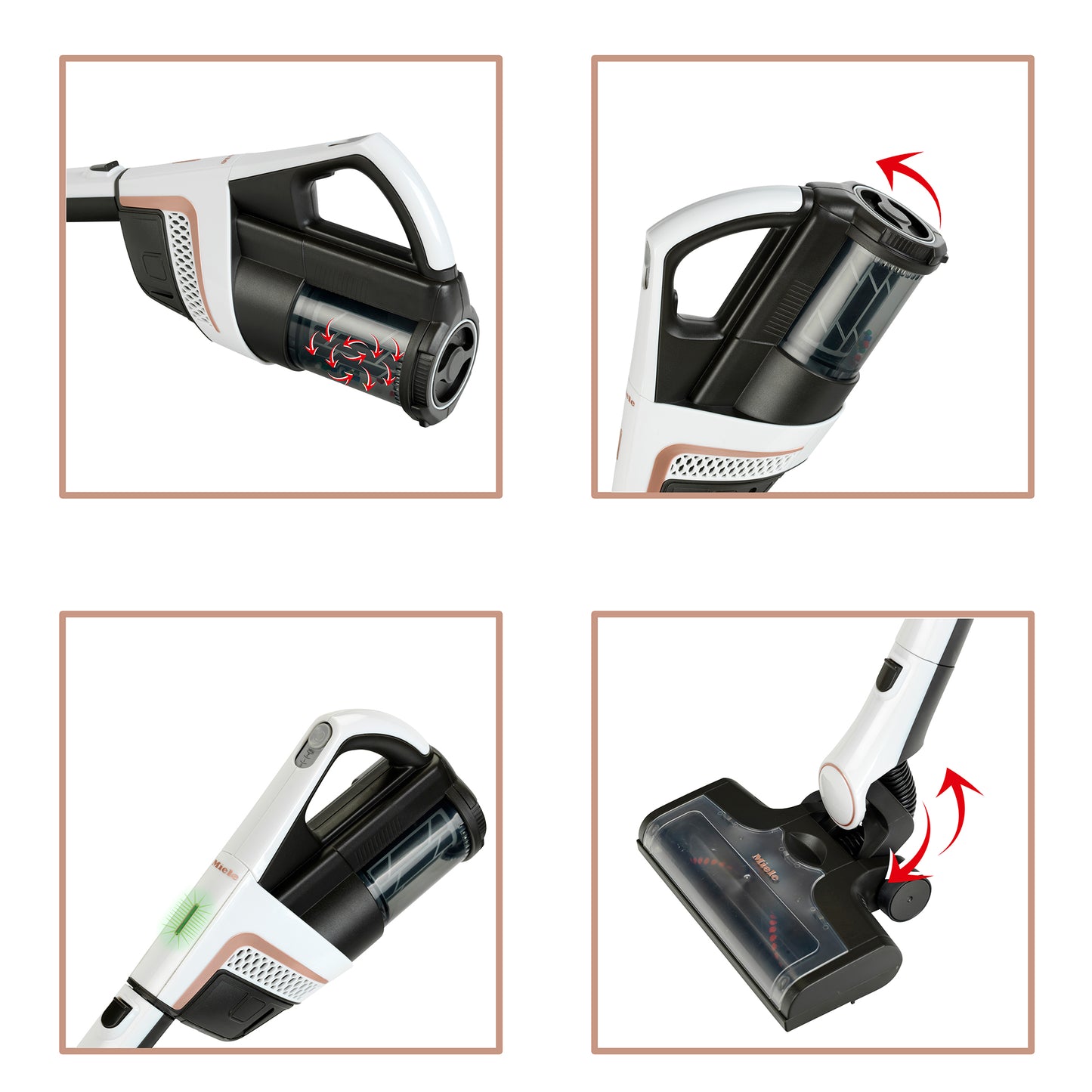 Miele Triflex HX2 Pro white toy vacuum cleaner with detachable parts