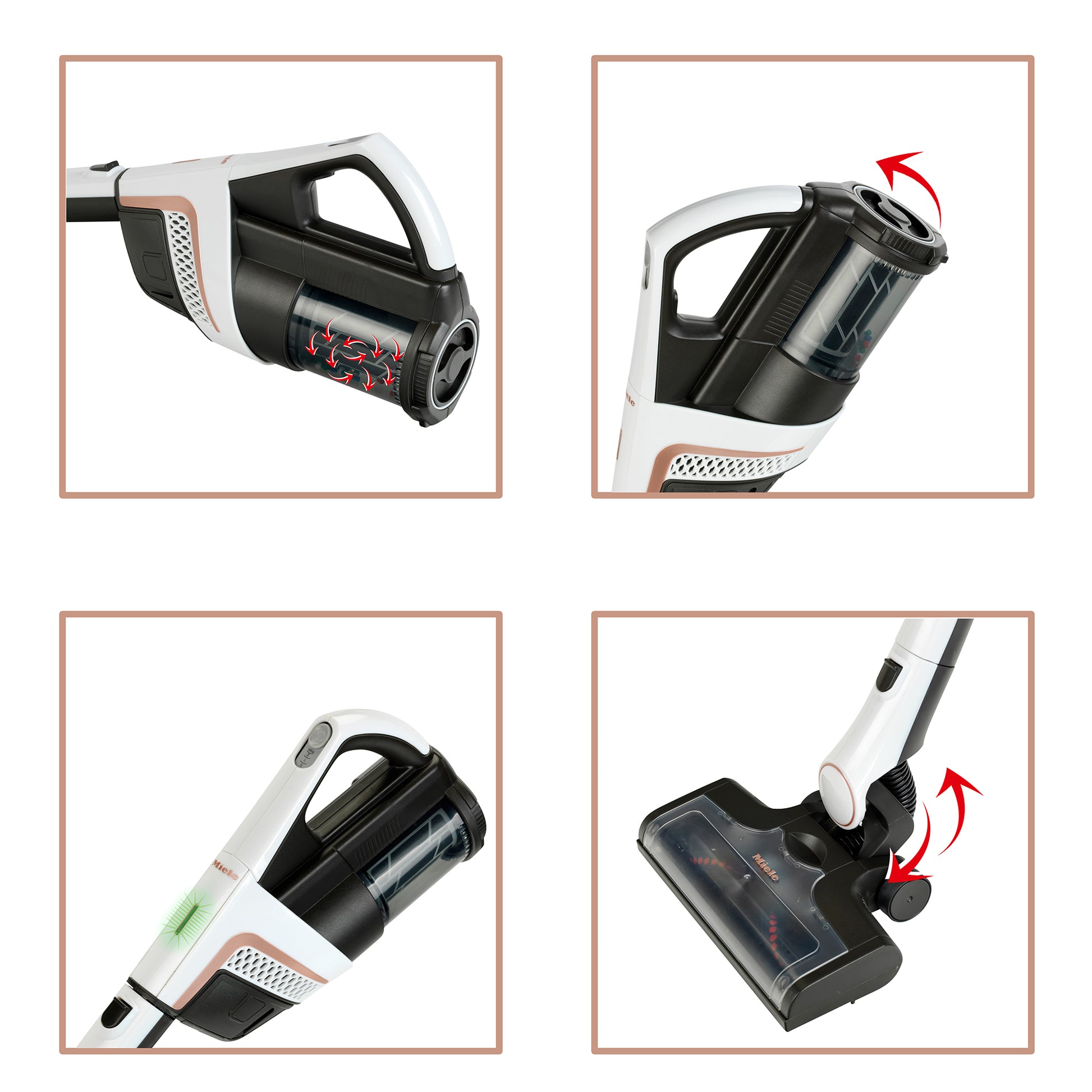 Miele Triflex HX2 Pro white toy vacuum cleaner with detachable parts
