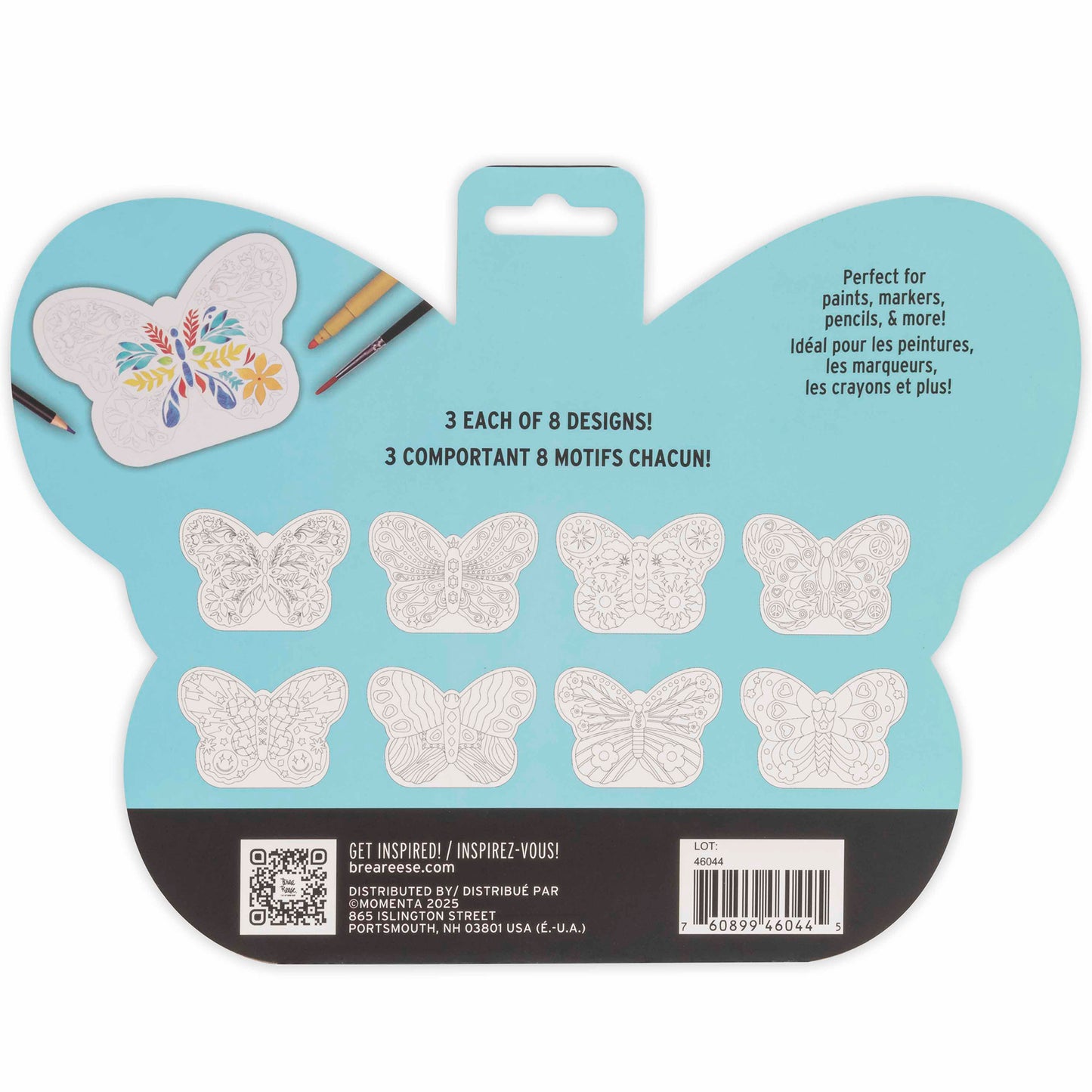 Mixed Media Coloring Pad: Butterfly with 8 butterfly designs and colored markers