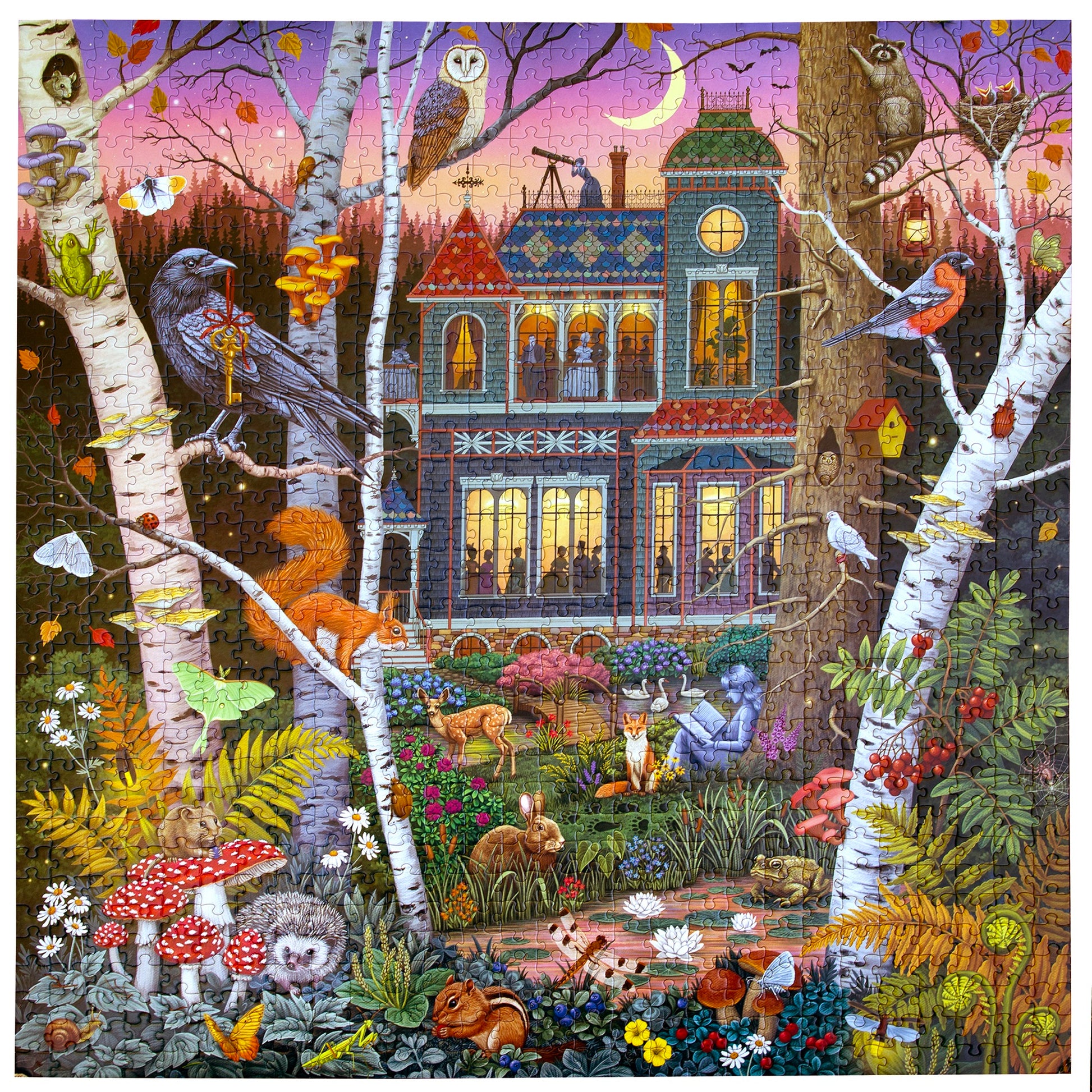 Piece&Love Alchemist's Forest 1000 pc puzzle with enchanted forest, magical house, and woodland creatures