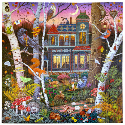 Piece&Love Alchemist's Forest 1000 pc puzzle with enchanted forest, magical house, and woodland creatures