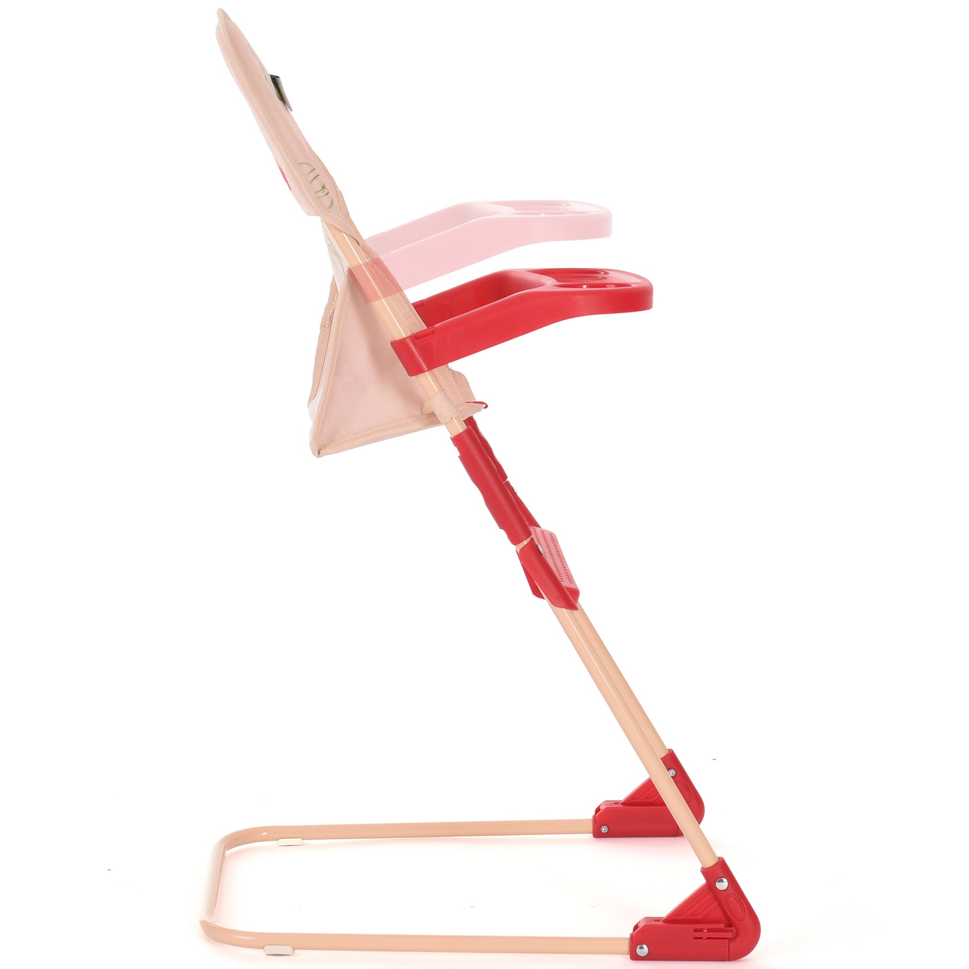 Roma RHS High Chair Flora in red and natural wood with adjustable height