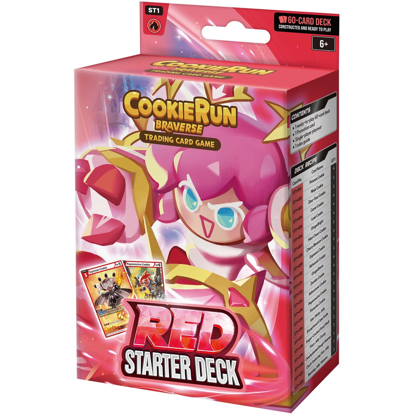 CookieRun Braverse Trading Card Game Red Starter Deck - 60 card TCG set with pink cookie character artwork