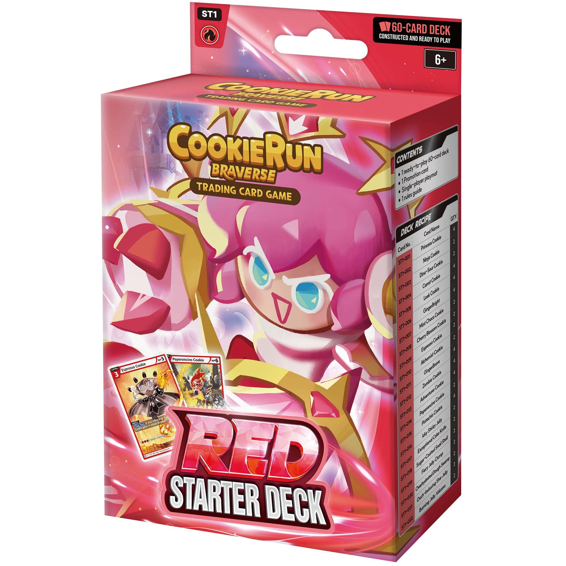 CookieRun Braverse Trading Card Game Red Starter Deck - 60 card TCG set with pink cookie character artwork