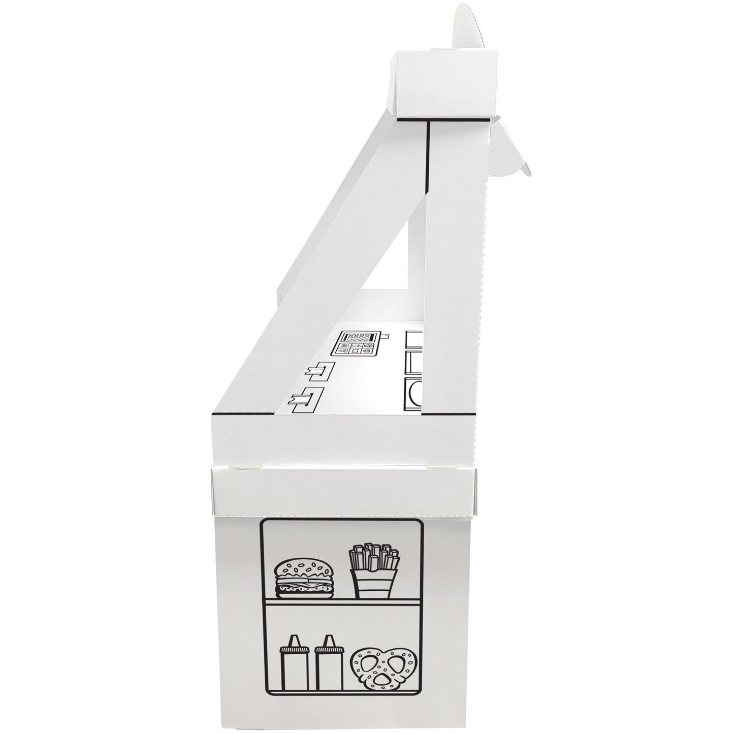 Easy Playhouse Snack Stand white cardboard toy with food illustrations