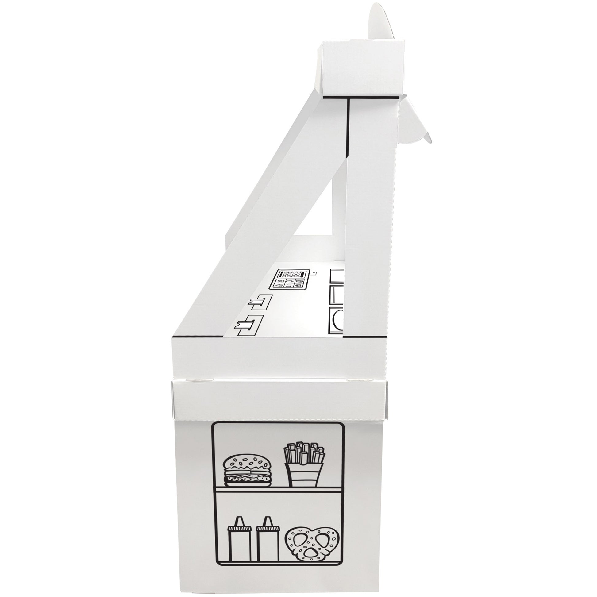 Easy Playhouse Snack Stand white cardboard toy with food illustrations