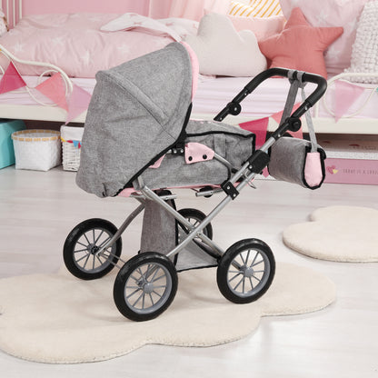 Bayer Design City Star Doll Pram, Convertible Stroller for Dolls Up to 18 Inches