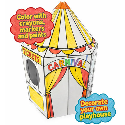 Easy Playhouse Carnival Tent colorful play house with yellow and red striped roof