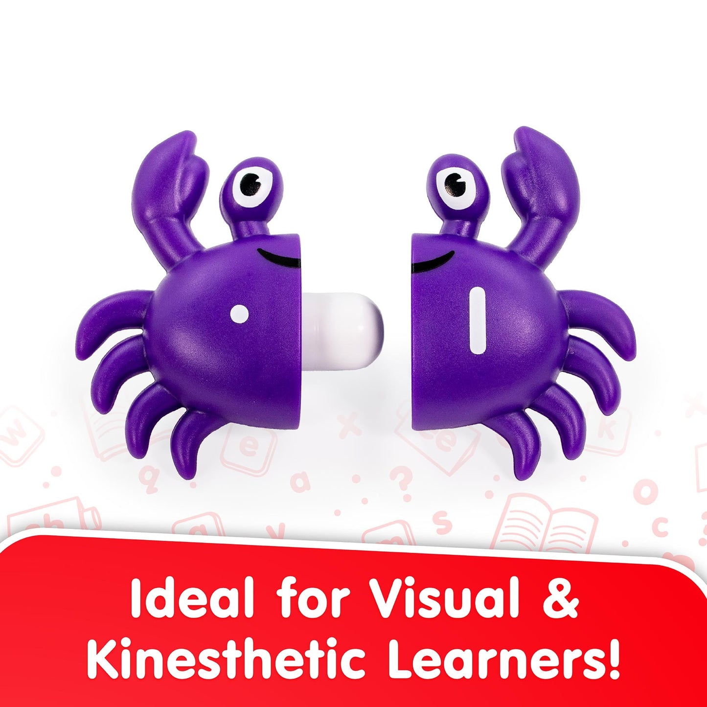 Purple Counting Crabs toy with movable claws and big eyes, ideal for visual and kinesthetic learners