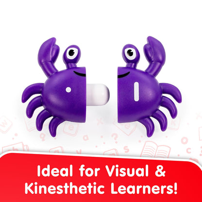 Purple Counting Crabs toy with movable claws and big eyes, ideal for visual and kinesthetic learners
