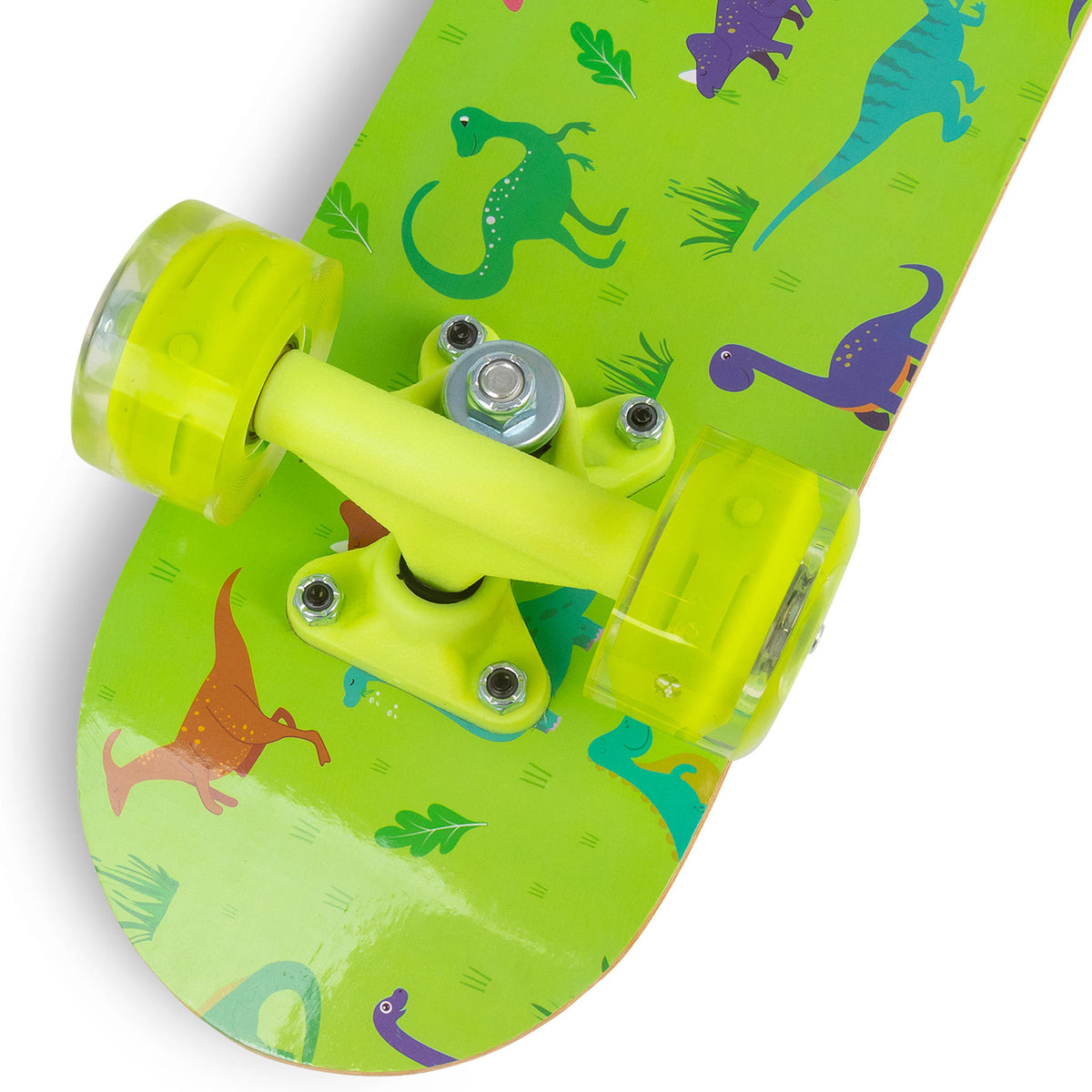 Ozbozz 17" Dinosaur Skateboard - Flashing Wheels & Anti-Slip Grip