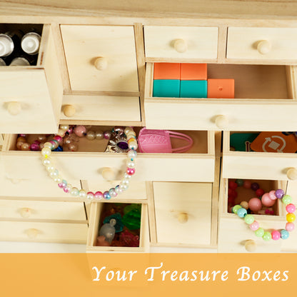 DIY Wooden Advent Calendar with 24 drawers, paint set, and colorful beads and accessories