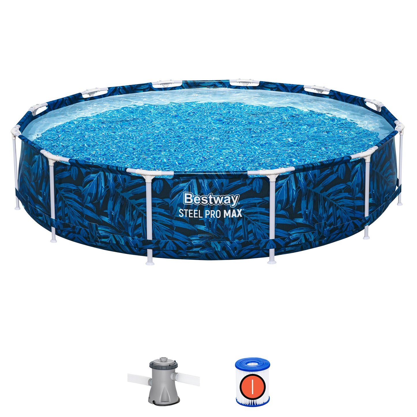 Bestway Steel Pro MAX 12'x30" tropical blue round above-ground pool set with pump and filter