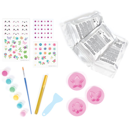 Rock Dough Glowing Garden craft kit with pink molds, paints, stickers and instructions