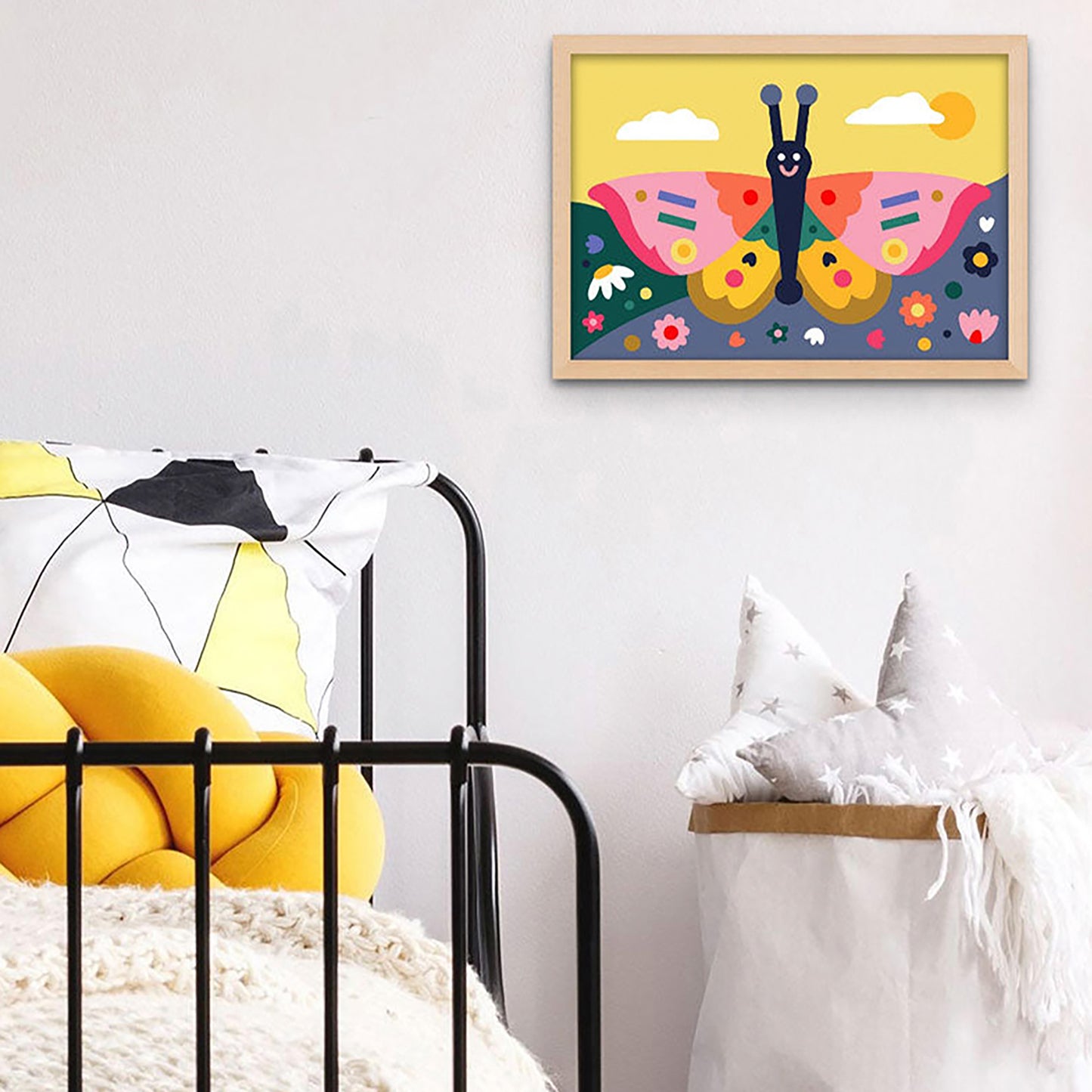 JOS Paint By Numbers Spring Wings butterfly art kit with colorful framed artwork