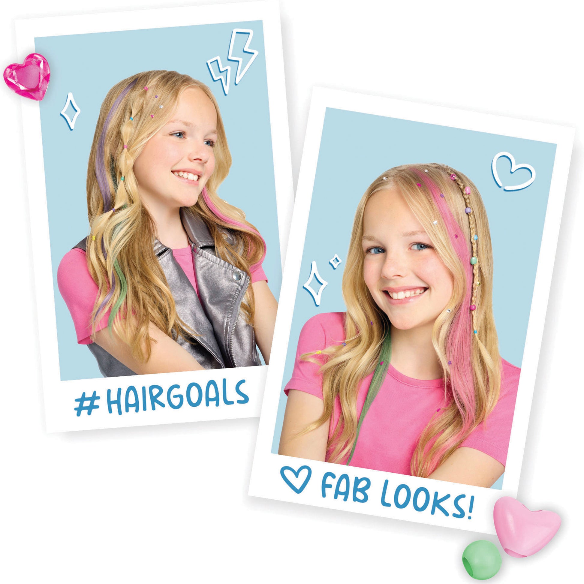 Hair Styling Set Star Power with colored hair clips and braiding accessories