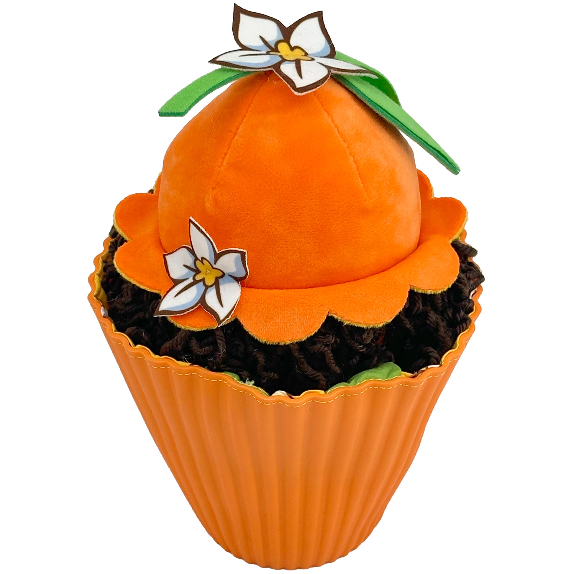 Orange Blossom 15" Pop 'n' Flip plush doll with orange cupcake design and white flowers