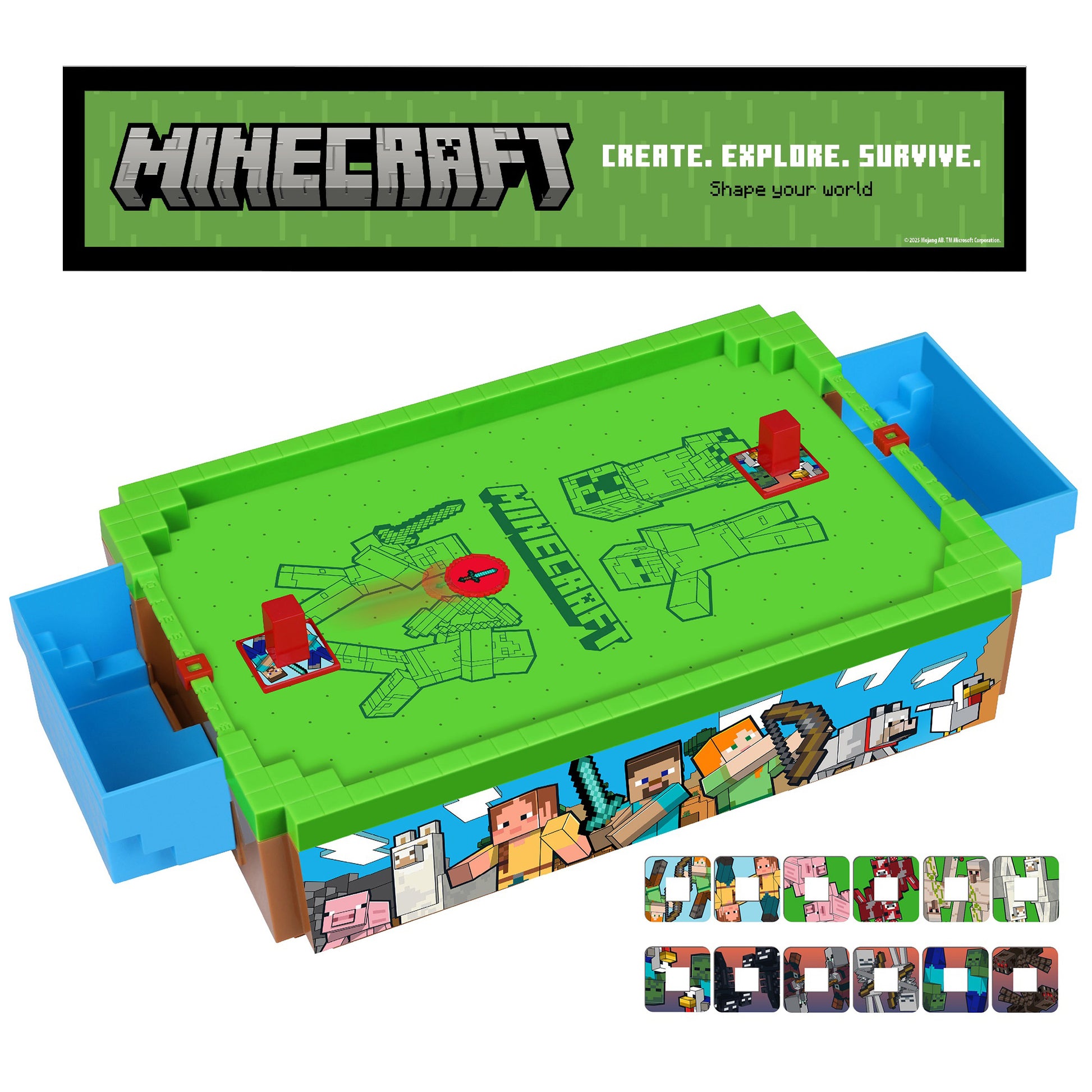 Minecraft Arcade Mini Air Hockey Overworld Game with Green Playing Surface