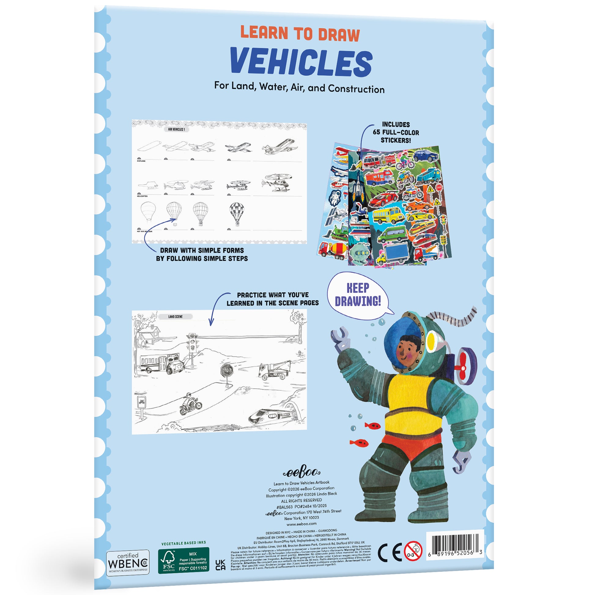Learn to Draw Vehicles book with stickers and drawing guide for kids