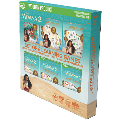 Disney Moana 2 Set of 6 Learning Games wooden product with educational cards
