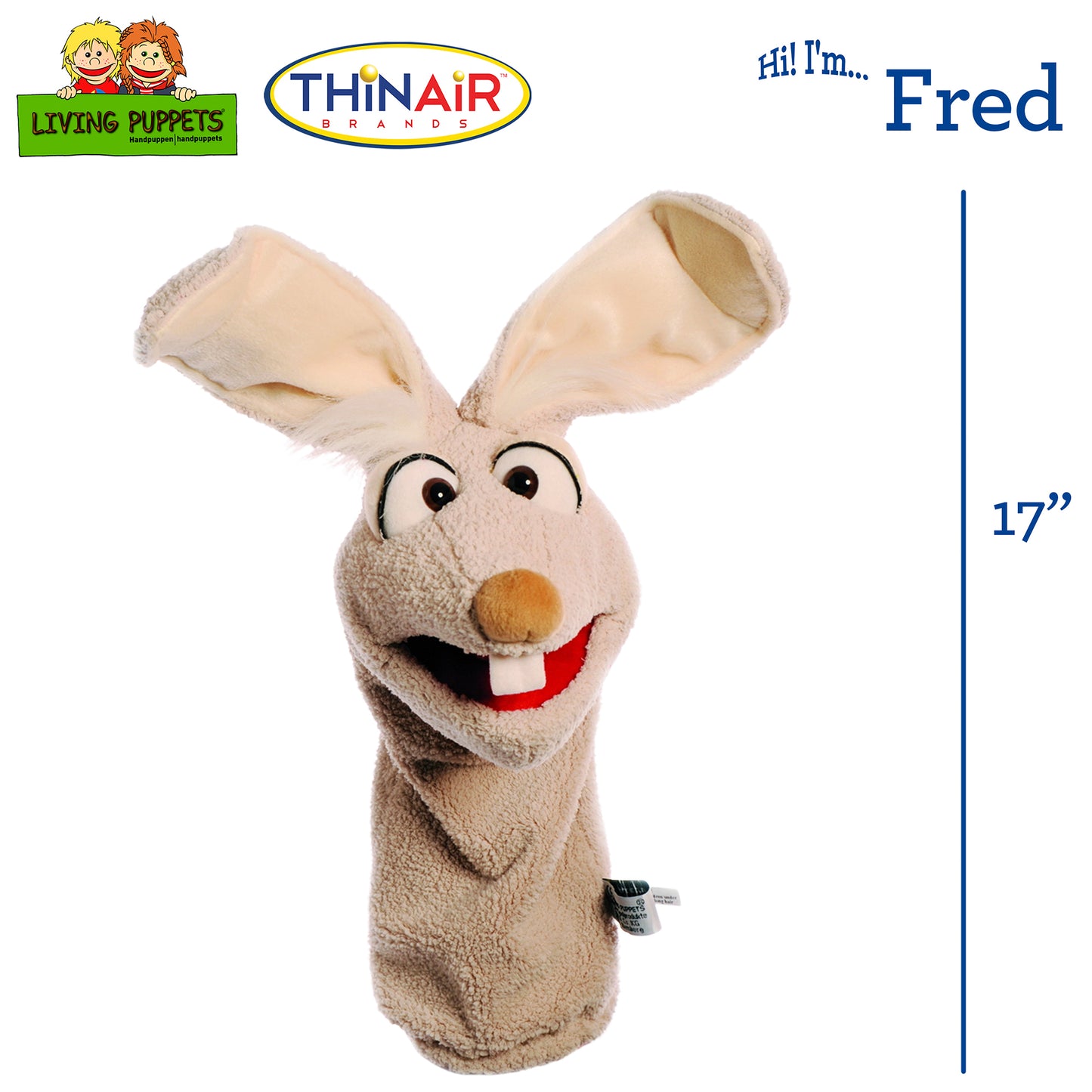 Living Puppets Handmade Cream Plush - Fred The Rabbit, 17" Hand Puppet