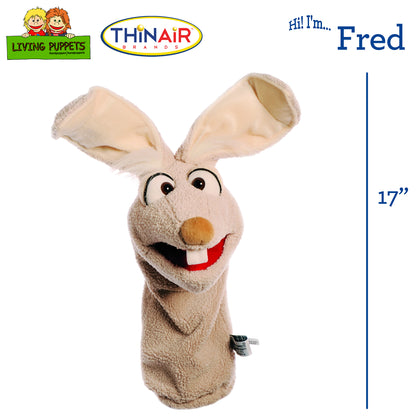 Living Puppets Handmade Cream Plush - Fred The Rabbit, 17" Hand Puppet