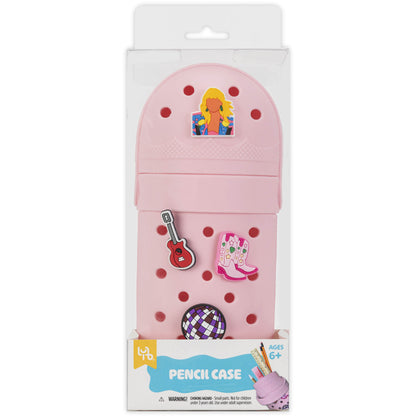 Charm Pencil Case Popstar Blush pink with decorative charms and red studs