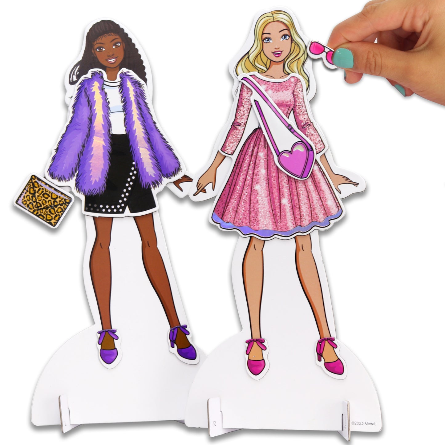 Barbie Magnetic Dress Up Closet Activity with two fashion dolls and colorful outfits